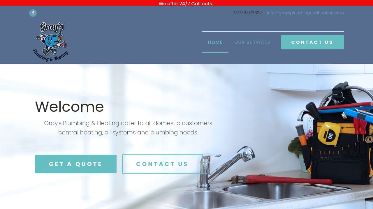 A GRAY PLUMBING & HEATING LIMITED website screenshot