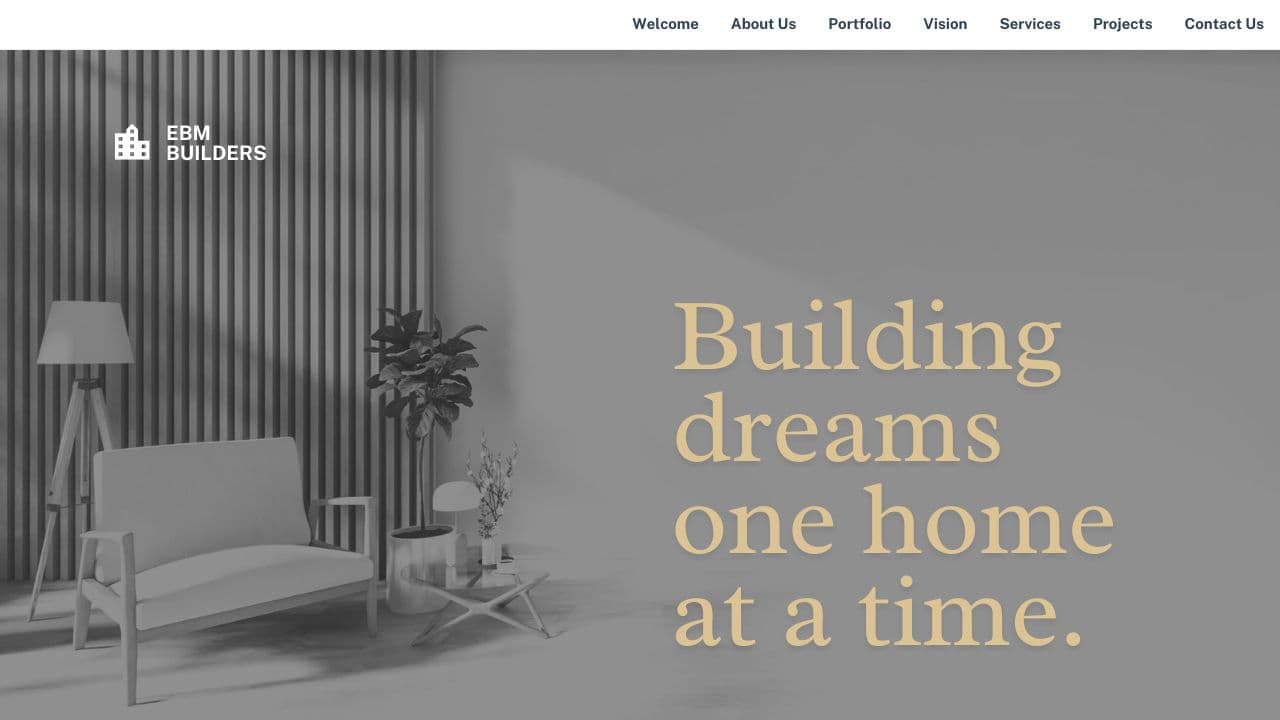 EBM BUILDERS LTD website screenshot