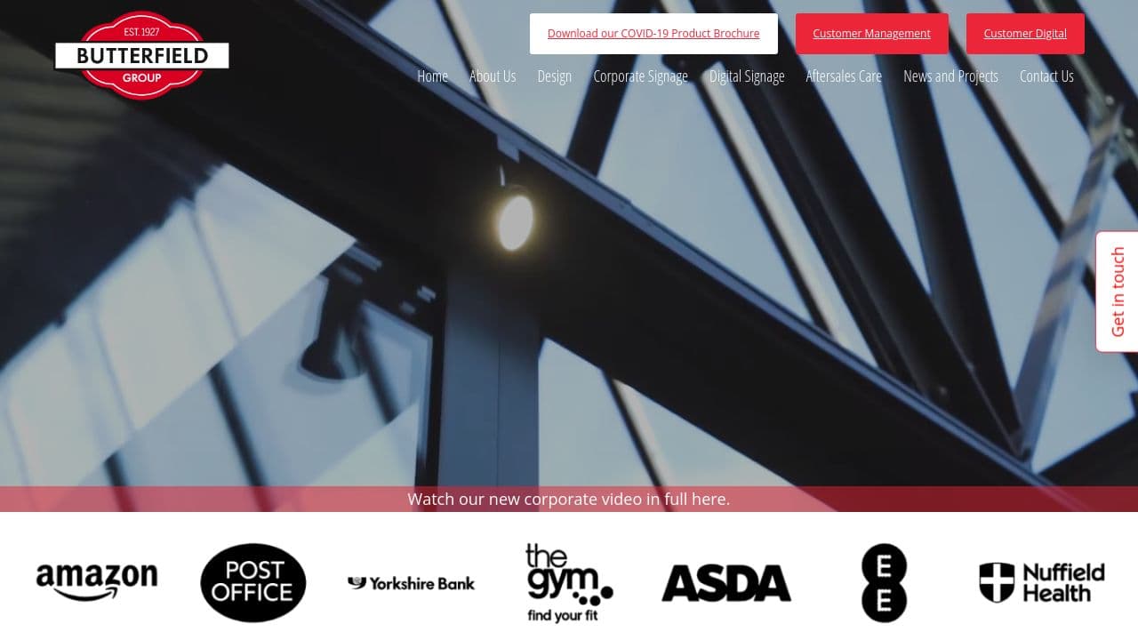 BUTTERFIELD SIGNS LIMITED website screenshot
