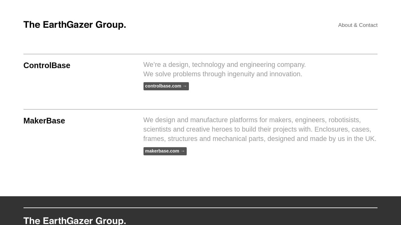 EARTHGAZER LIMITED website screenshot