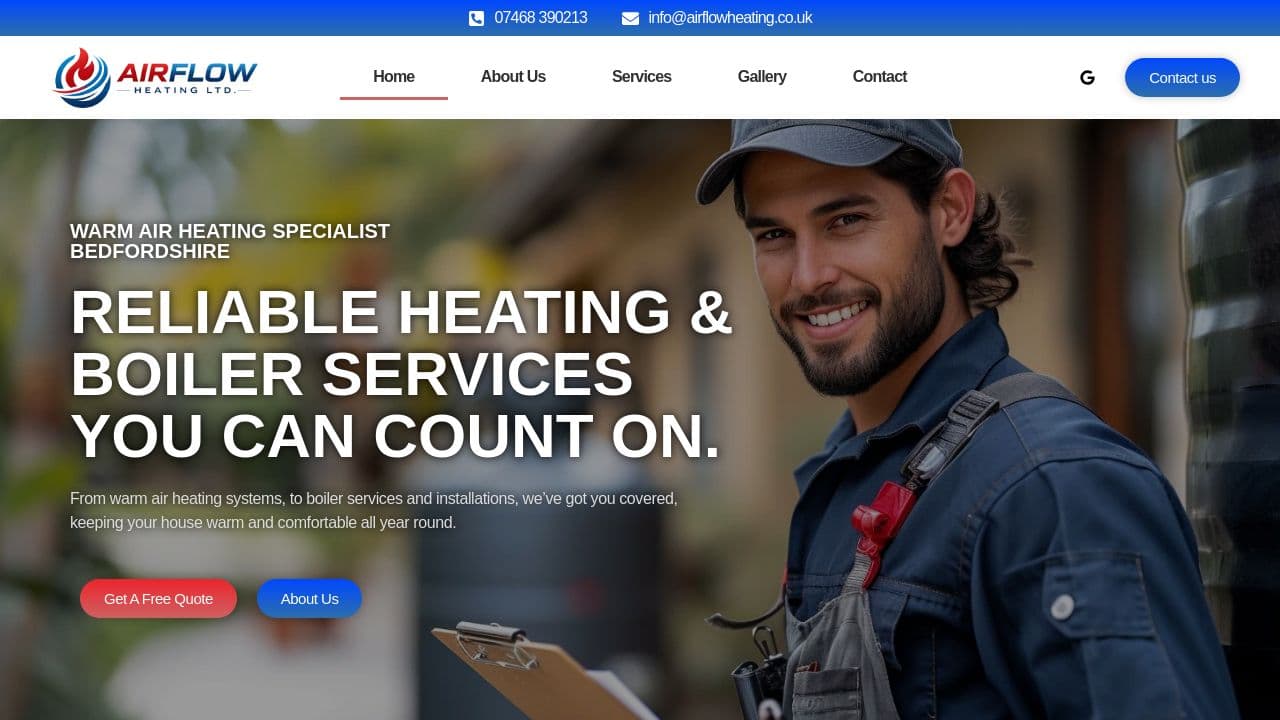 AIRFLOW HEATING LIMITED website screenshot