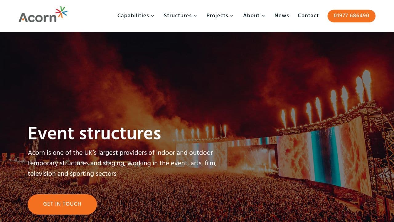 ACORN EVENT SOLUTIONS LTD website screenshot