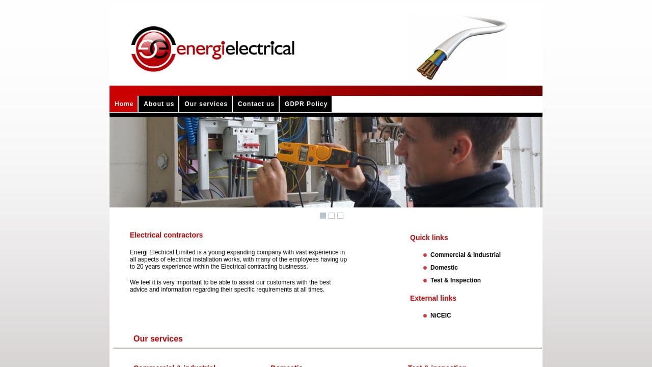 ENERGI ELECTRICAL LIMITED website screenshot