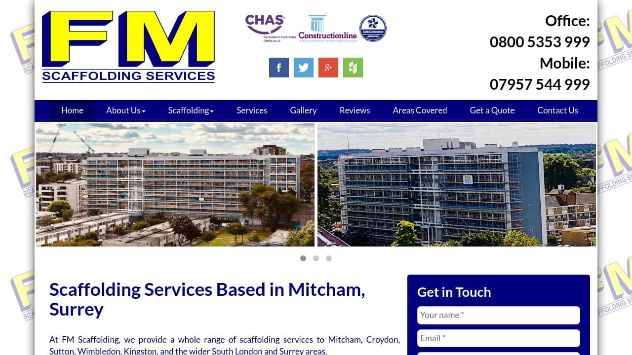 FM SCAFFOLDING LIMITED website screenshot