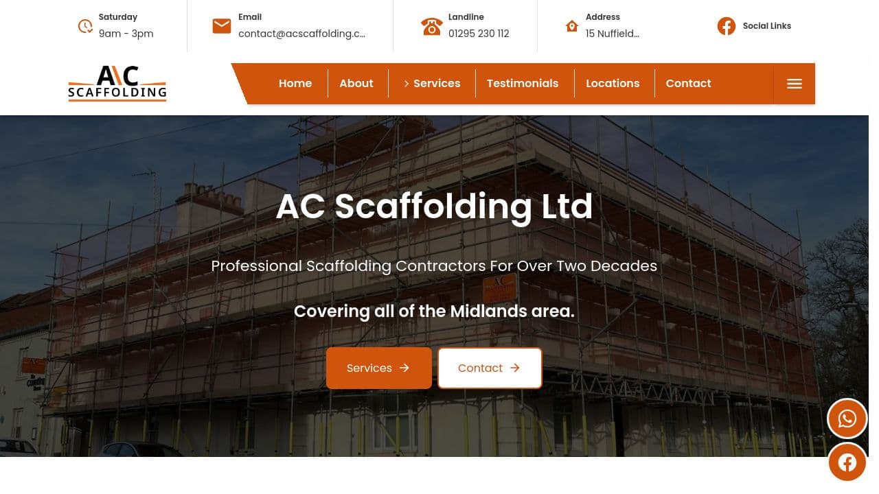 A C SCAFFOLDING LTD website screenshot