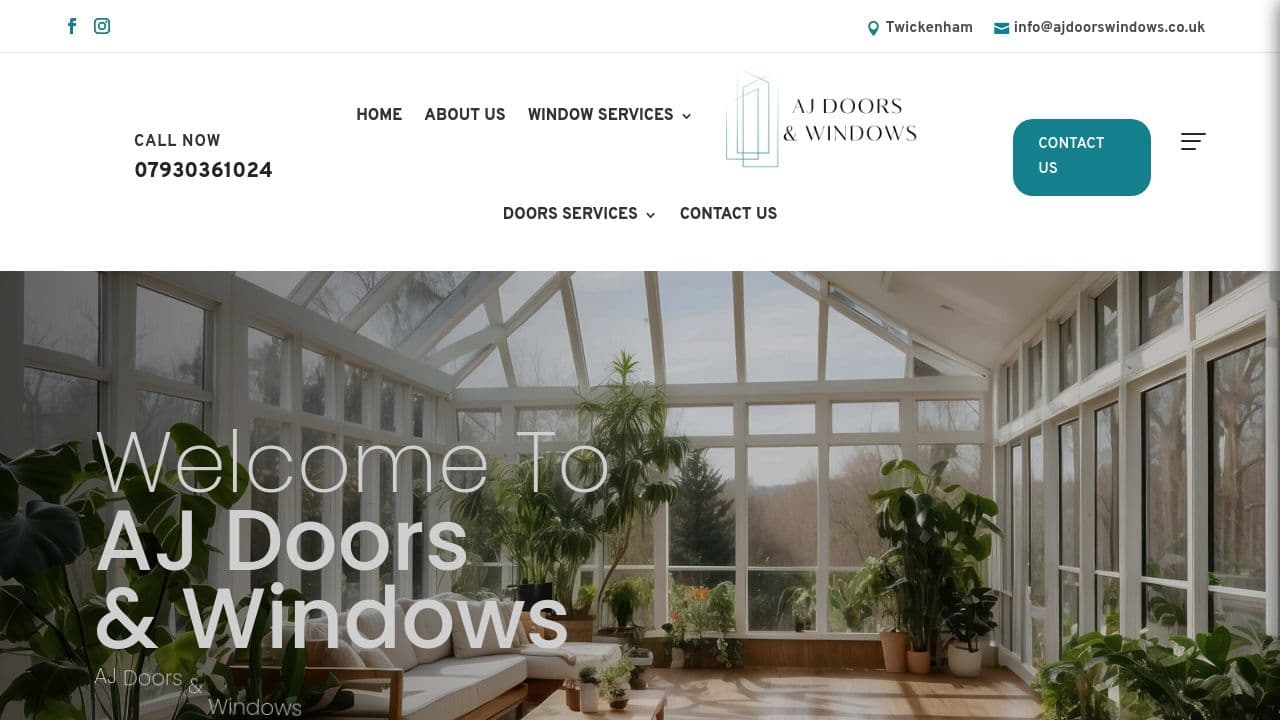 AJ DOORS & WINDOWS LTD website screenshot