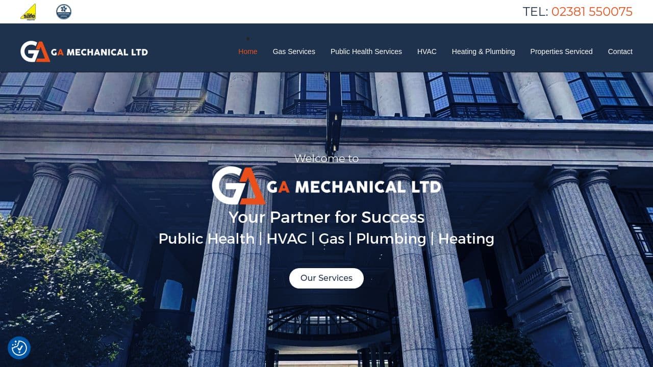 GA MECHANICAL LTD website screenshot