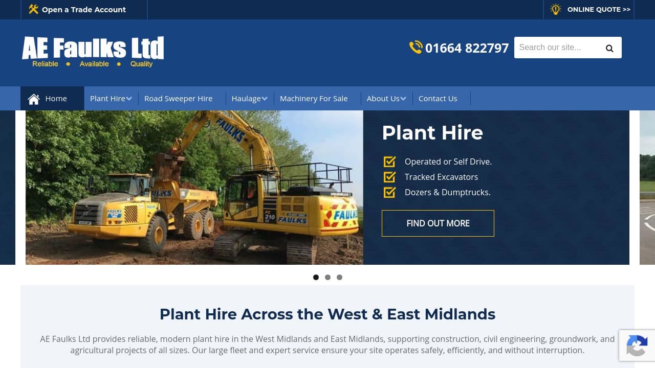 A E FAULKS LIMITED website screenshot