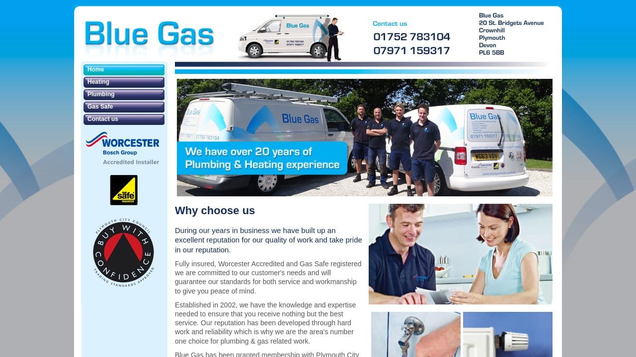 BLUE GAS HEATING LTD website screenshot