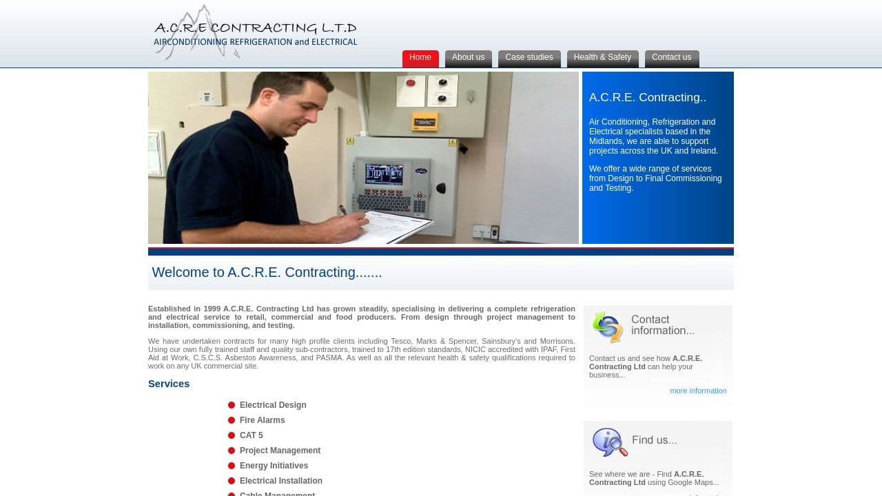 ACRE CONTRACTING LIMITED website screenshot