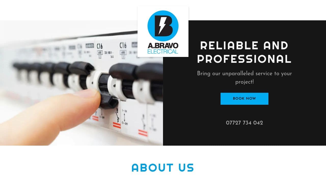 A BRAVO ELECTRICAL LTD website screenshot