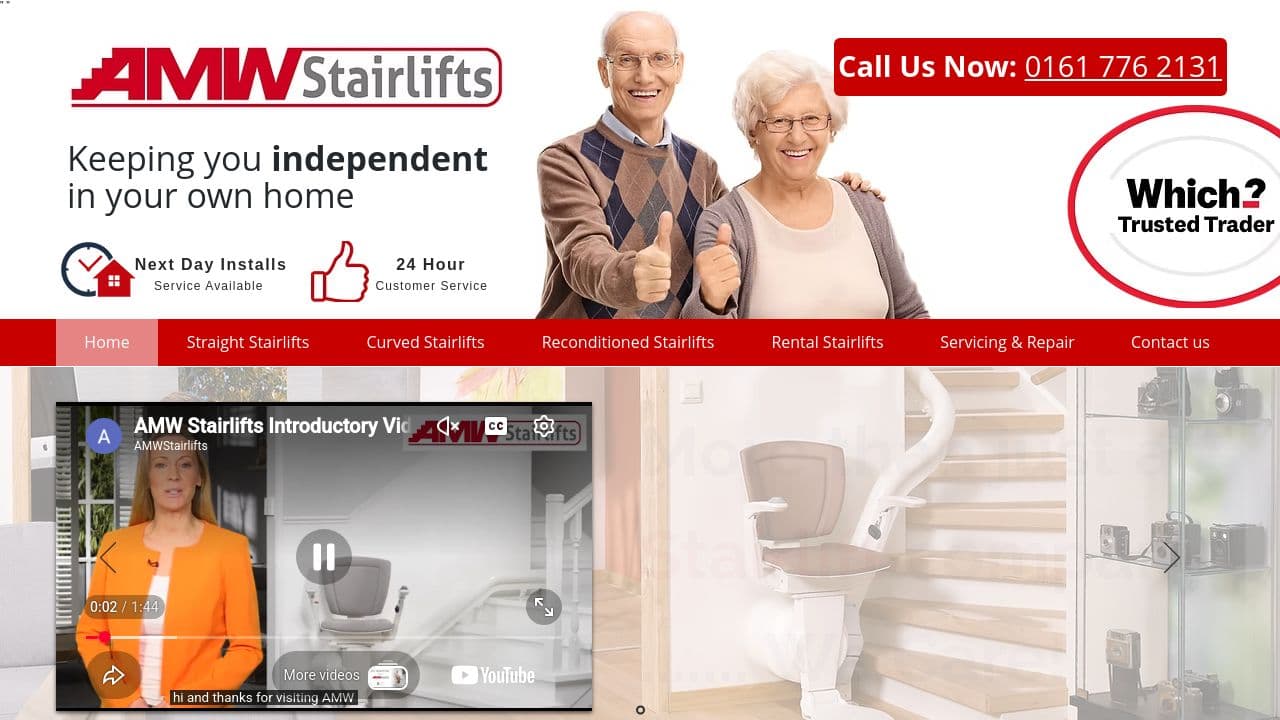 A M W STAIRLIFTS LTD website screenshot