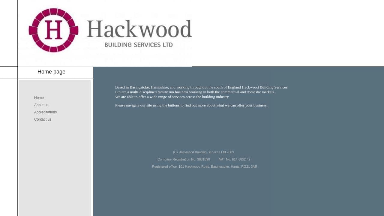 HACKWOOD BUILDING SERVICES LIMITED website screenshot
