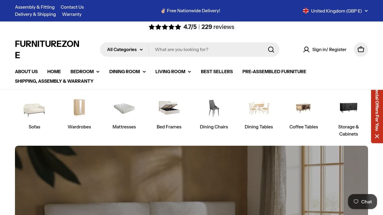FURNITURE ZONE BARKING LIMITED website screenshot