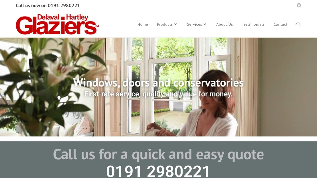 DELAVAL AND HARTLEY GLAZIERS & CERAMICS LIMITED website screenshot