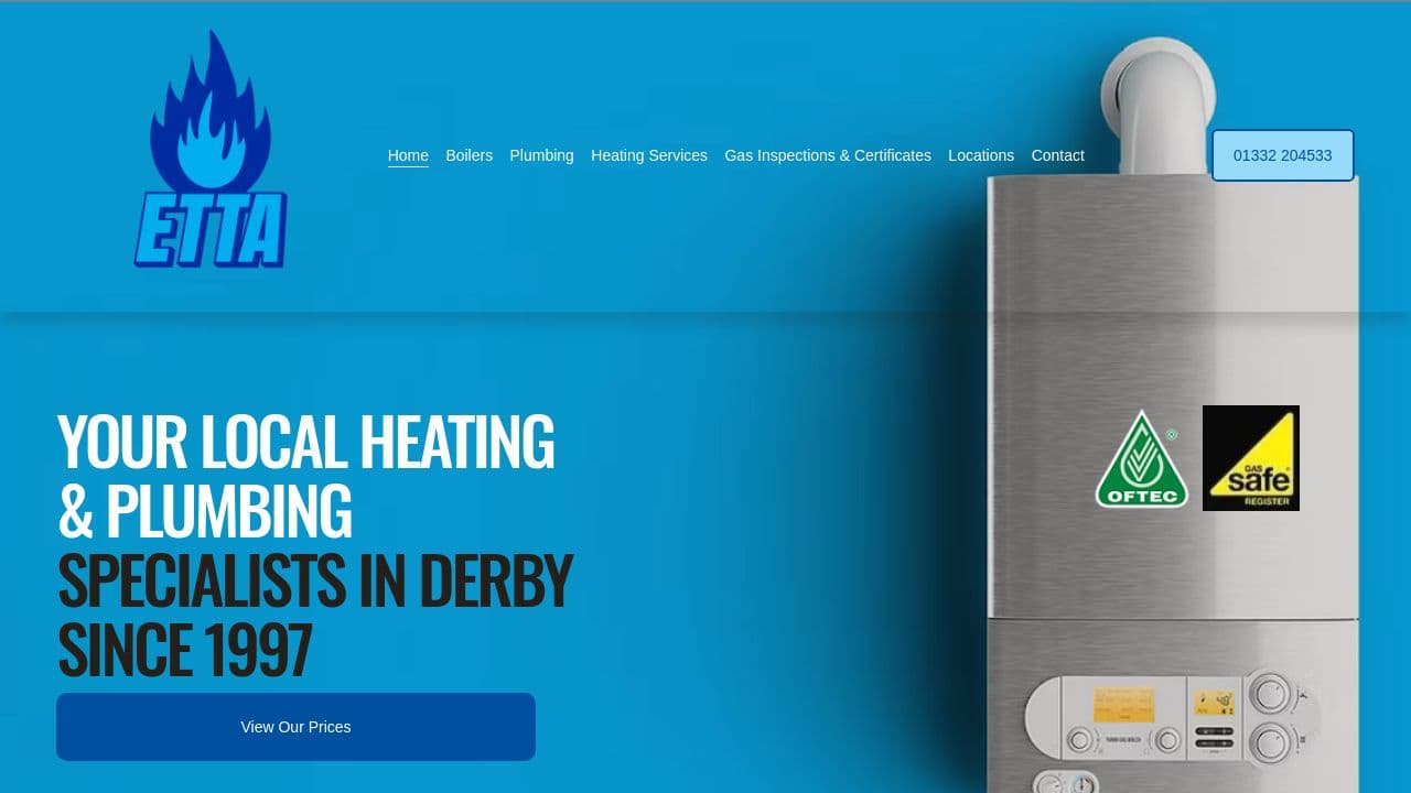 ETTA PLUMBING AND HEATING SERVICES LIMITED website screenshot