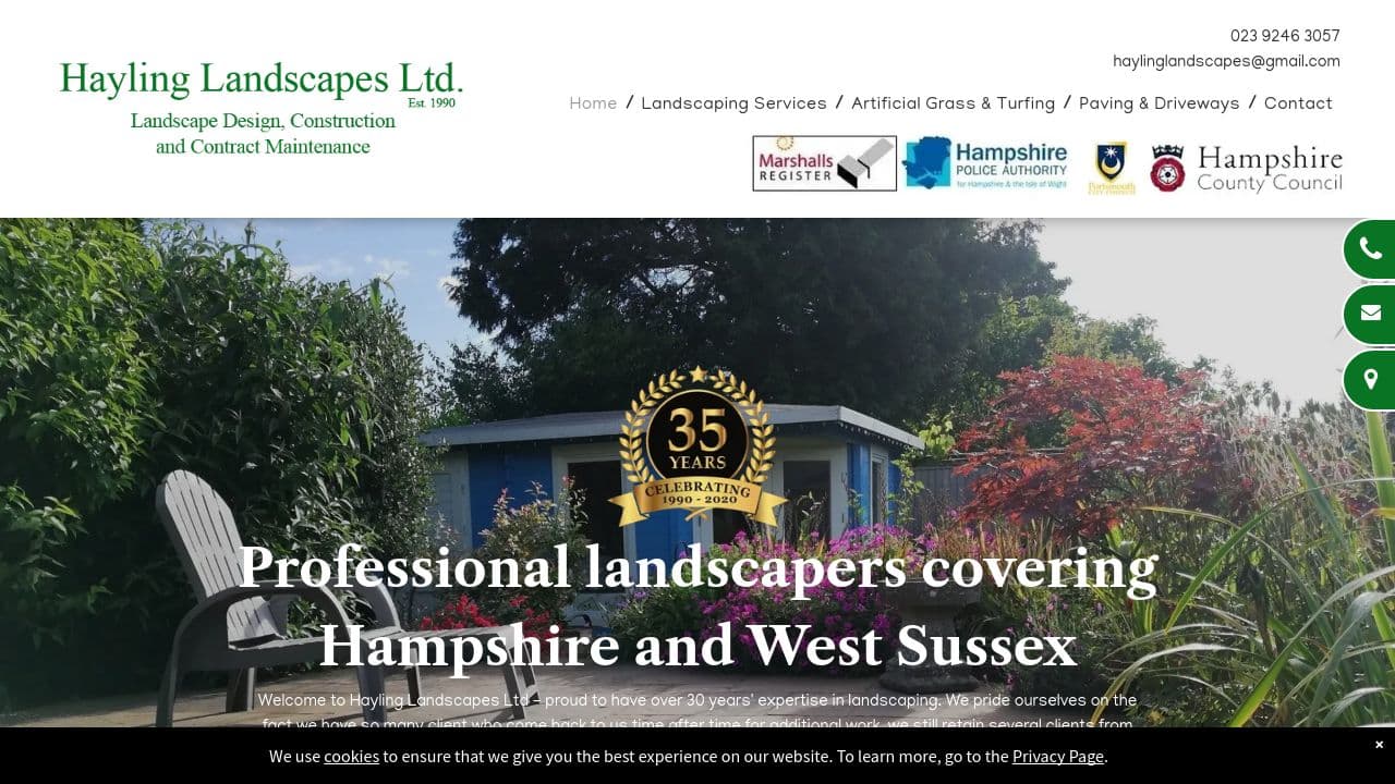 HAYLING LANDSCAPES LTD website screenshot