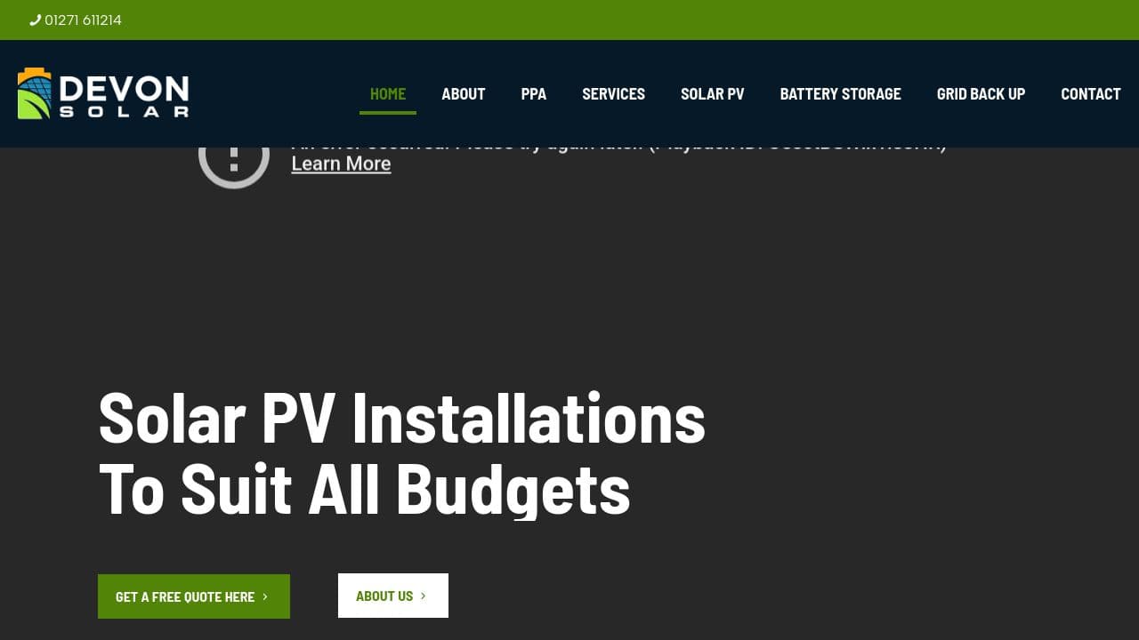 DEVON SOLAR LTD website screenshot