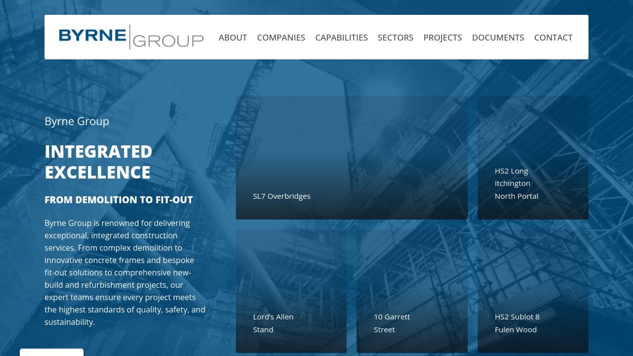 BYRNE GROUP LIMITED website screenshot
