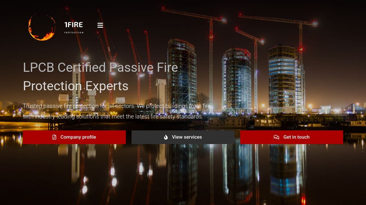 1 FIRE PROTECTION LTD website screenshot