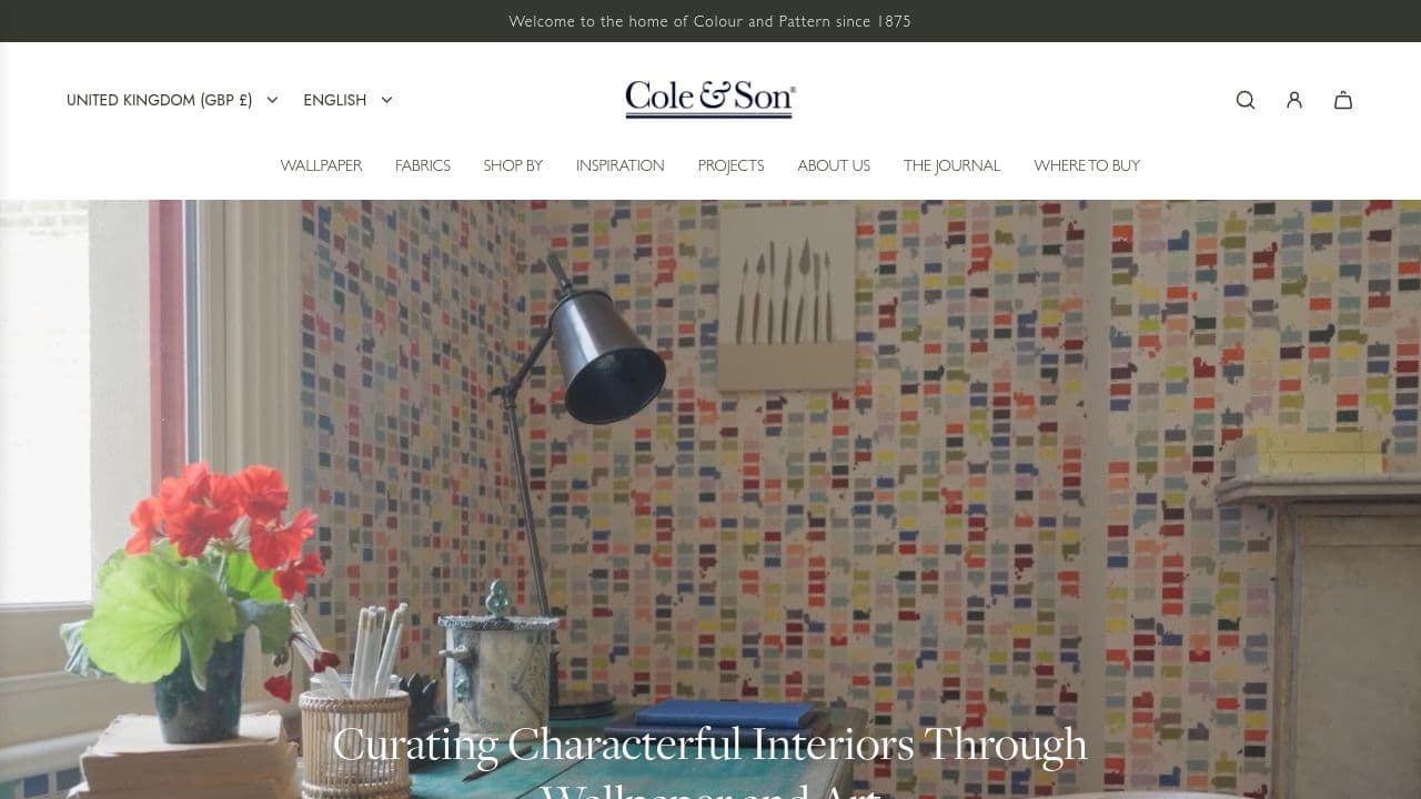 COLE & SON (WALLPAPERS) LIMITED website screenshot