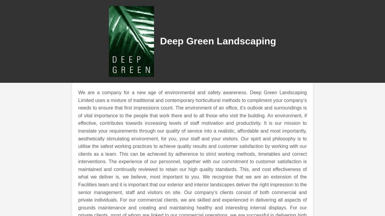 DEEP GREEN LANDSCAPING LIMITED website screenshot