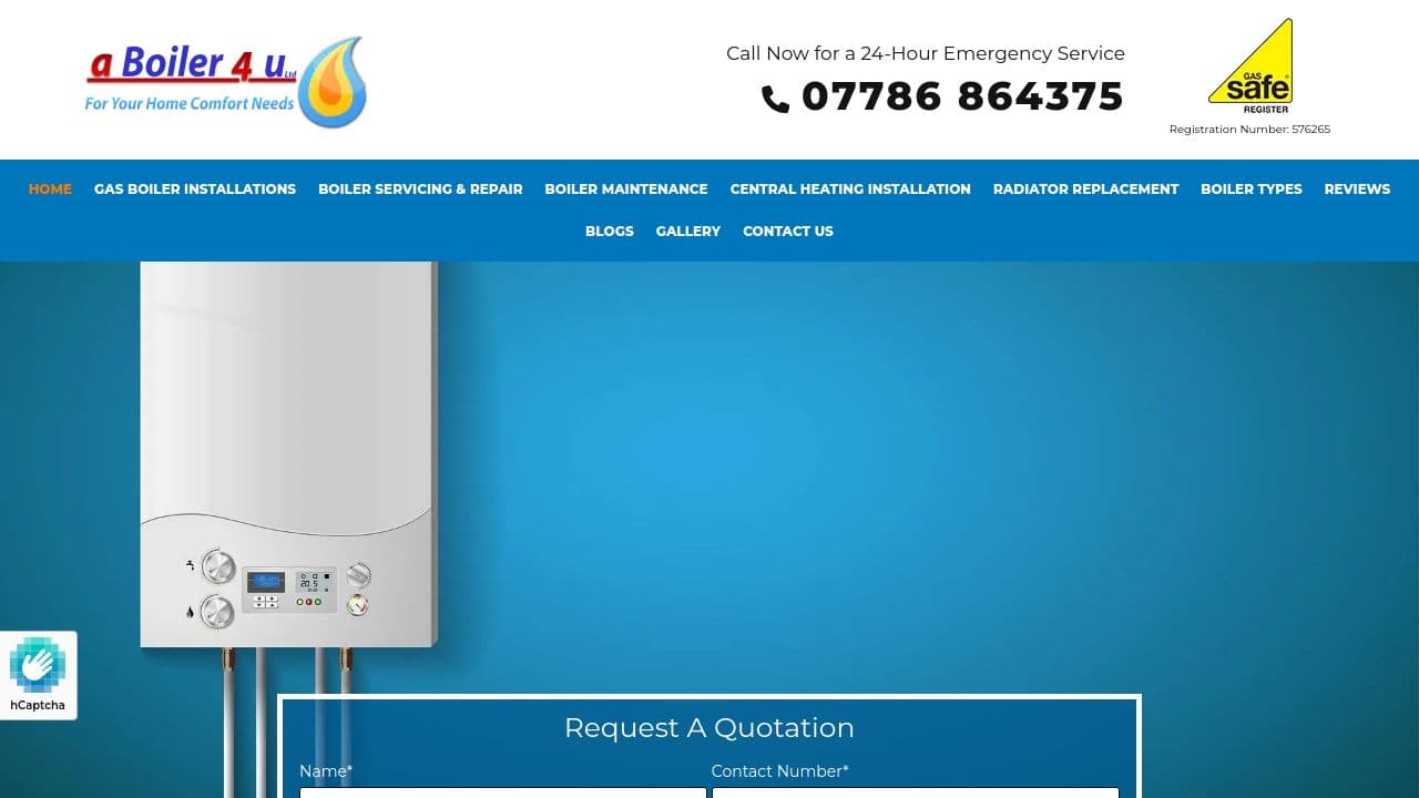 A BOILER 4 U LTD website screenshot
