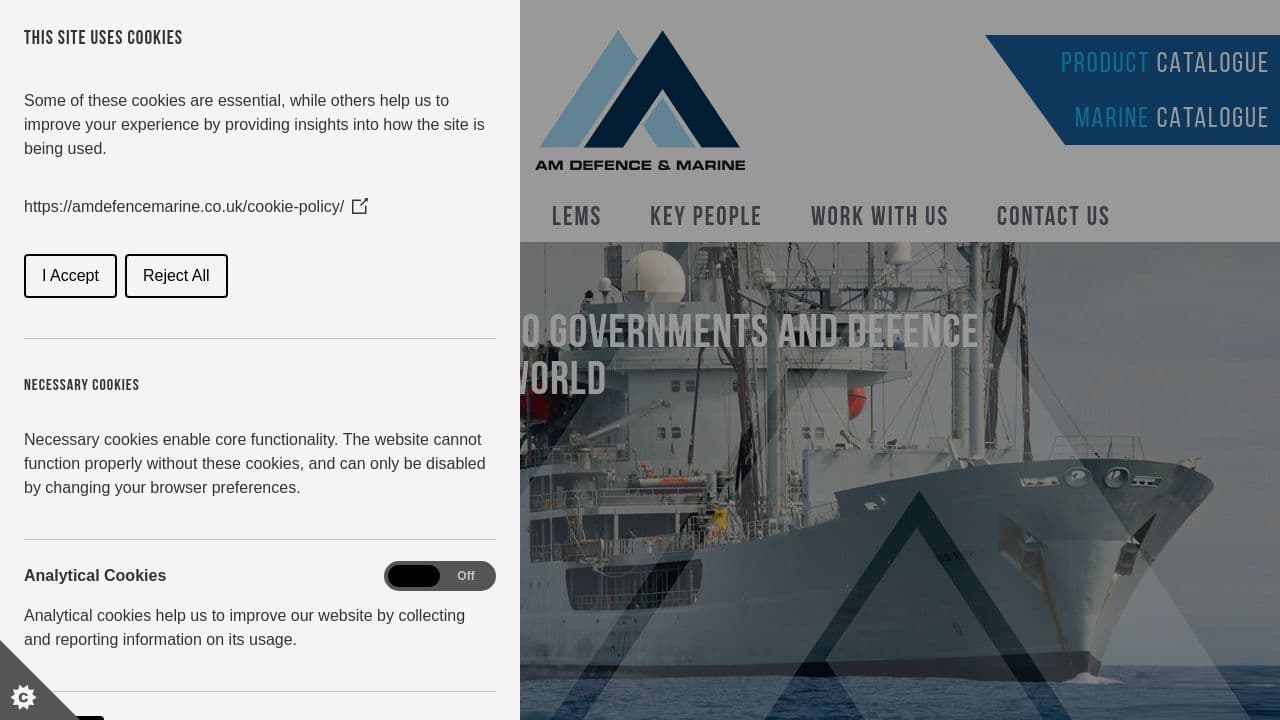 A & M DEFENCE & MARINE SERVICES LIMITED website screenshot
