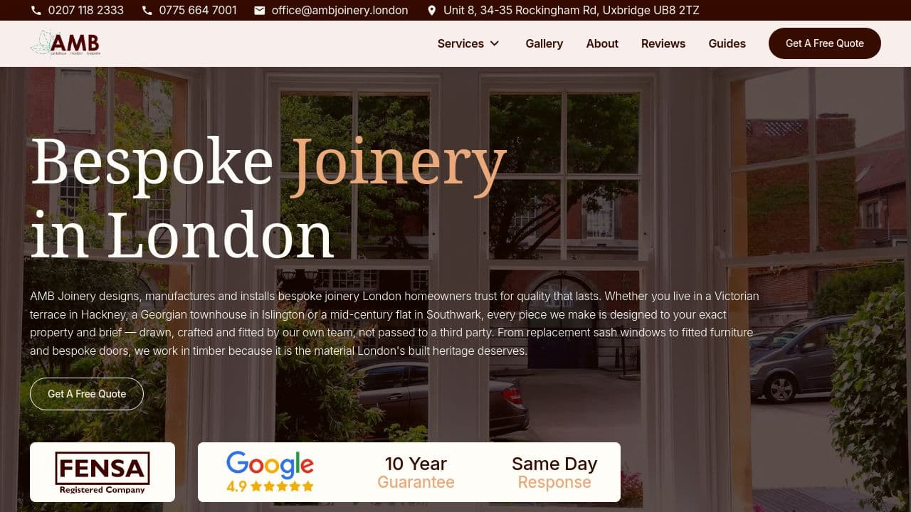 A M B JOINERY LTD website screenshot