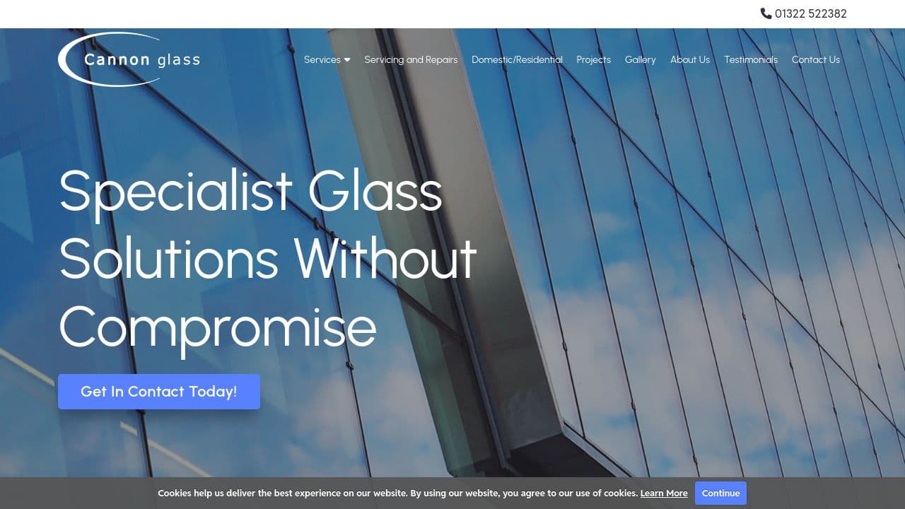 CANNON GLASS & GLAZING LIMITED website screenshot