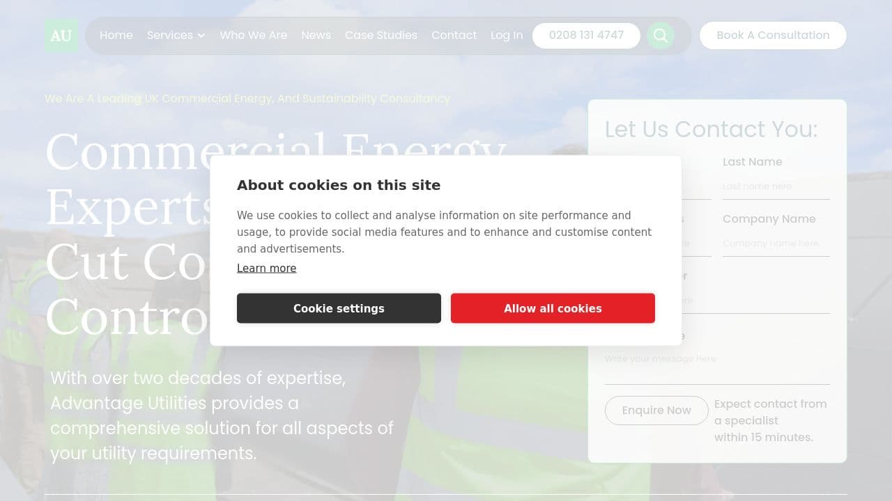 A. G. UTILITIES LIMITED website screenshot