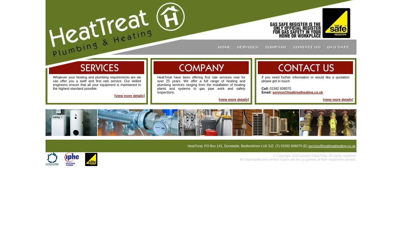 HEATTREAT PLUMBING & HEATING LIMITED website screenshot
