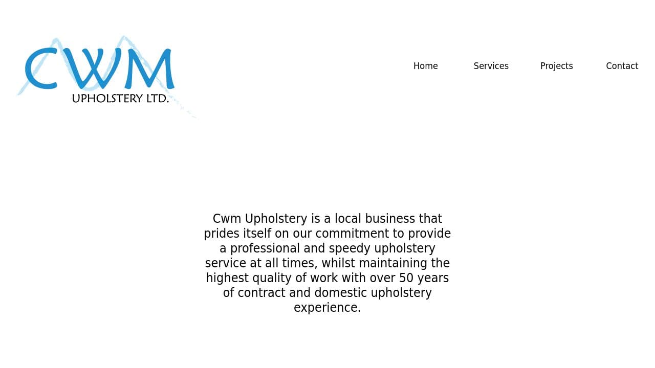CWM UPHOLSTERY LIMITED website screenshot