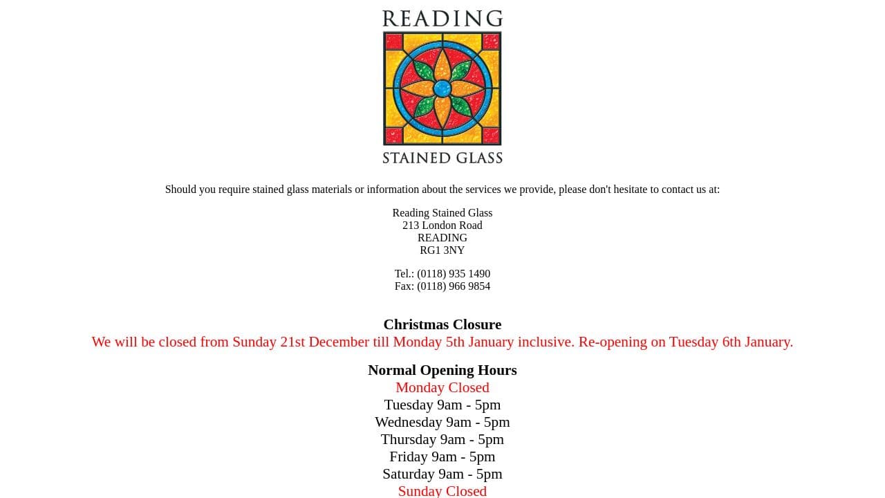 GLASS (READING) LIMITED website screenshot