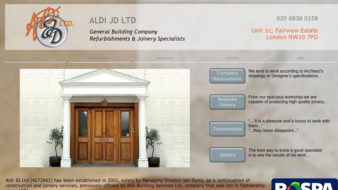 ALDI JD LIMITED website screenshot