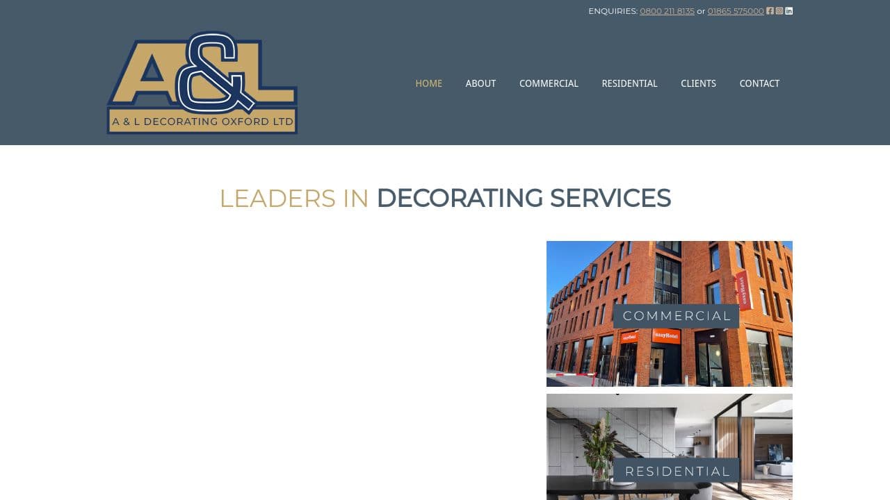 A&L DECORATING OXFORD LTD website screenshot