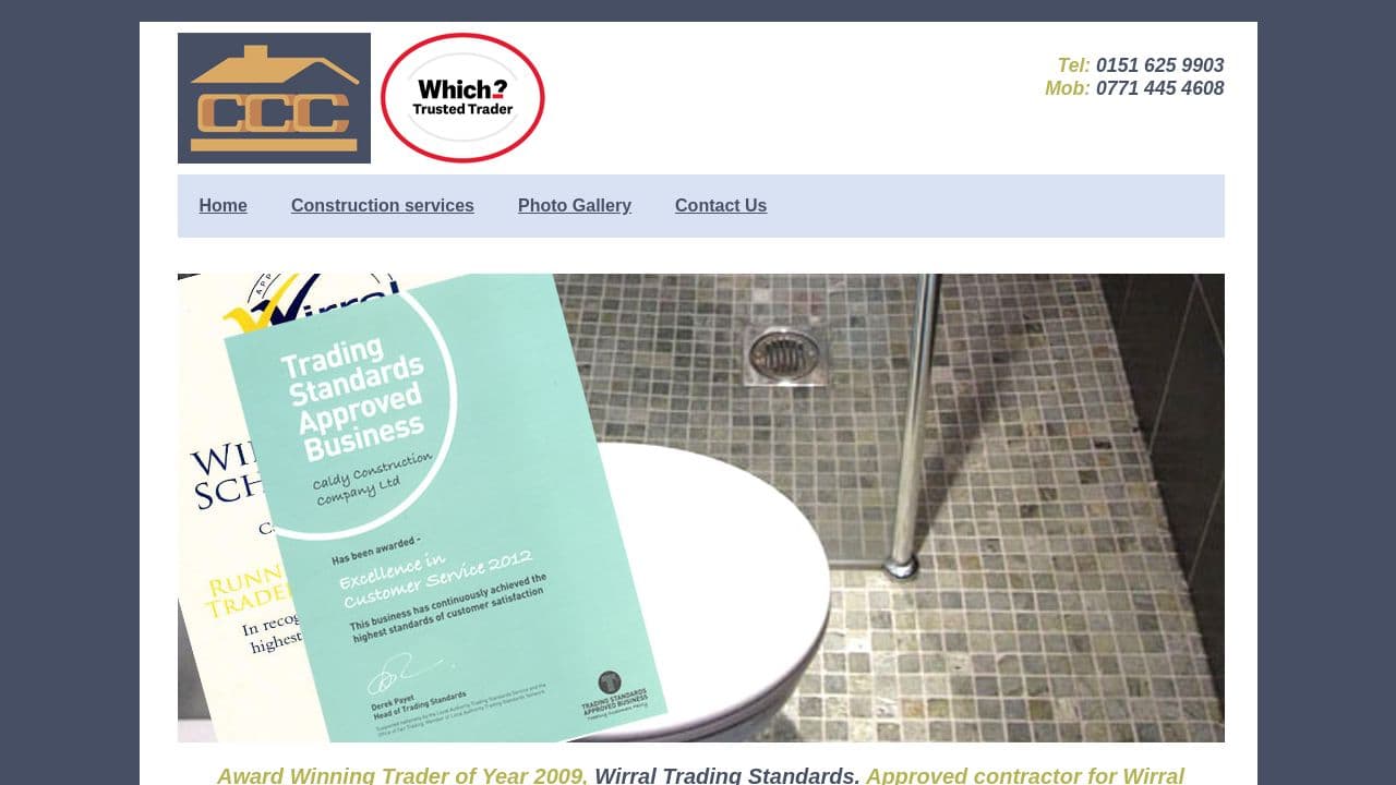 CALDY CONSTRUCTION LIMITED website screenshot