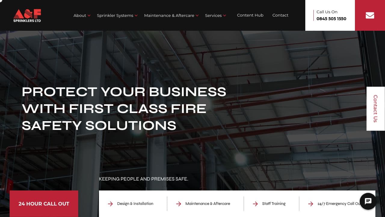 A & F SPRINKLERS SERVICES LIMITED website screenshot