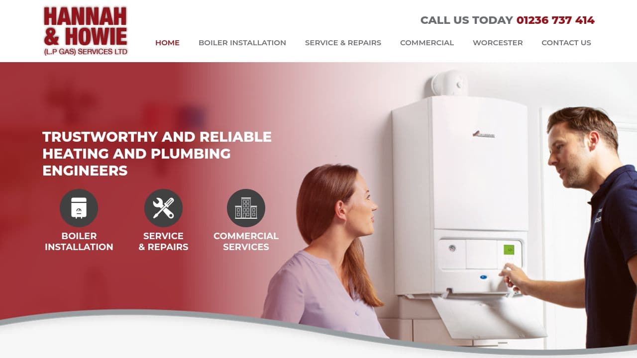 A HANNAH GAS SERVICES LTD website screenshot