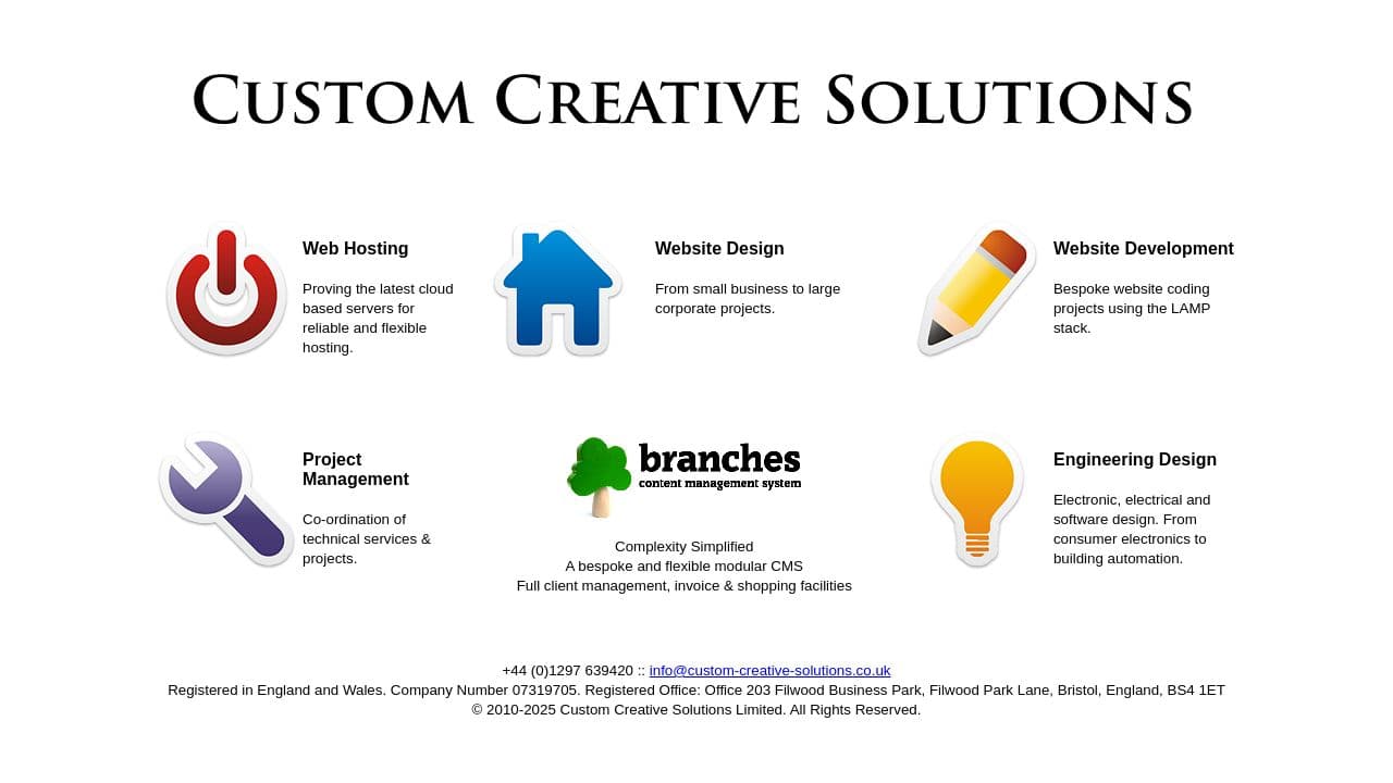 CUSTOM CREATIVE SOLUTIONS LIMITED website screenshot