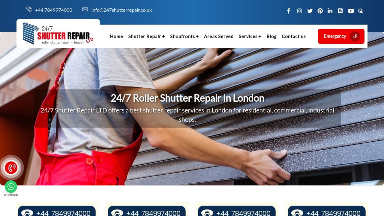 24/7 SHUTTER REPAIR LTD website screenshot