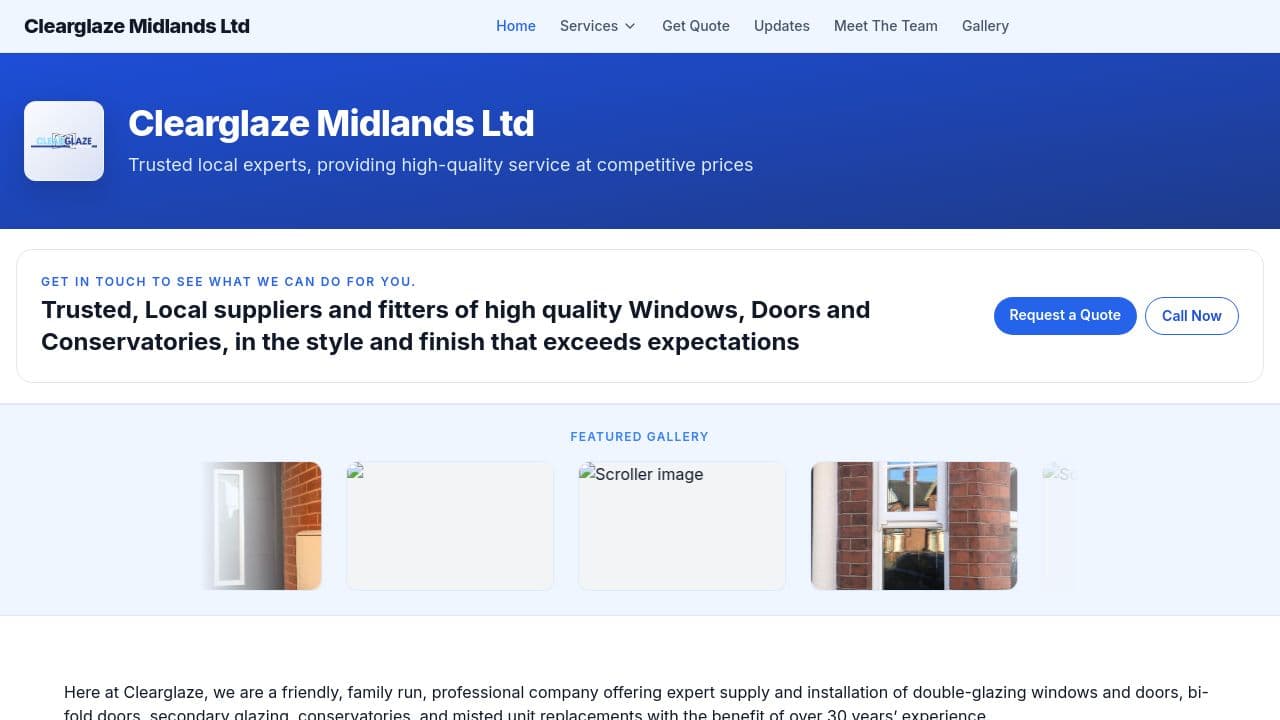 CLEARGLAZE (MIDLANDS) LIMITED website screenshot