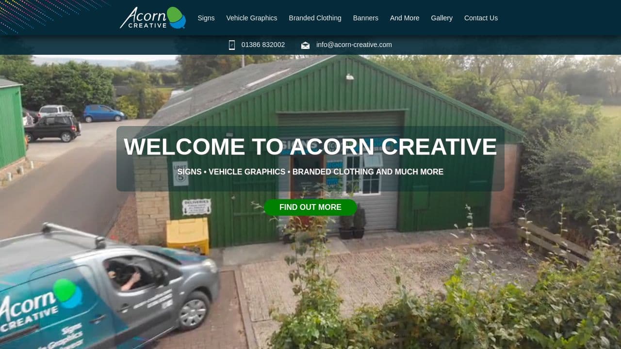 ACORN CREATIVE LTD website screenshot