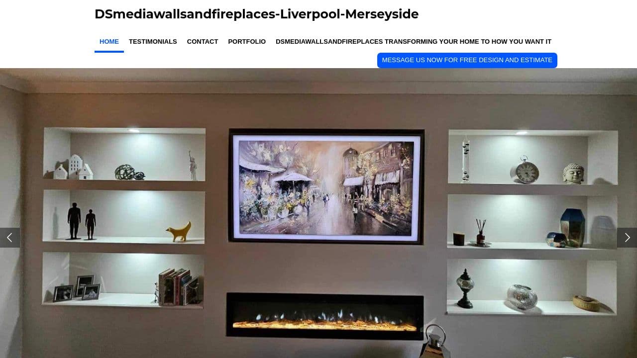 DSMEDIAWALLSANDFIREPLACES LTD website screenshot