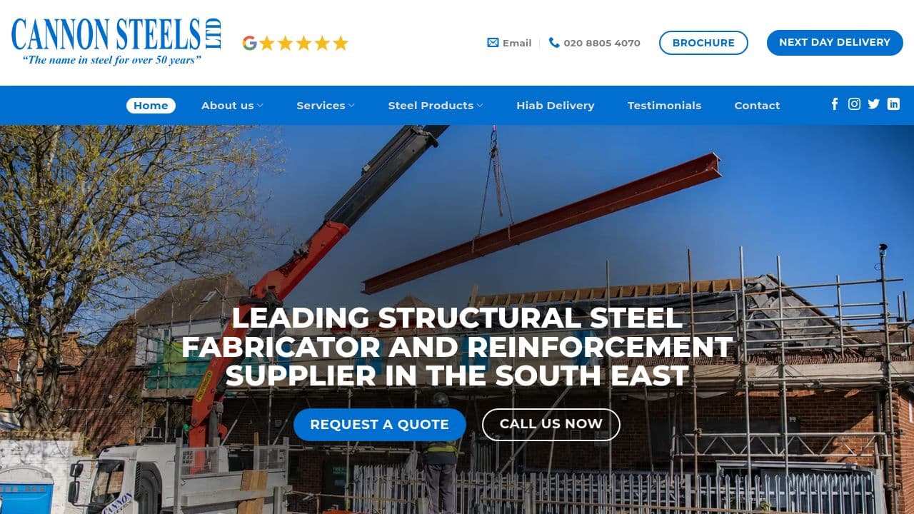 CANNON STEELS LIMITED website screenshot