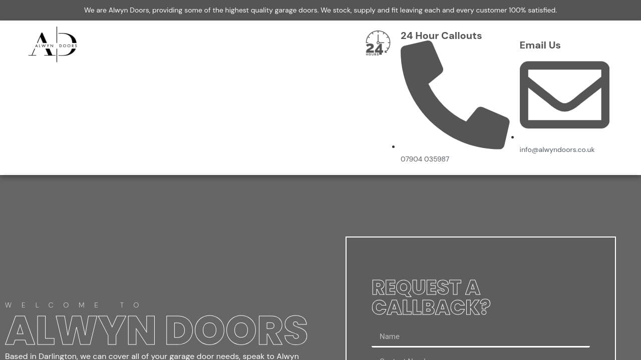 ALWYN DOORS LTD website screenshot