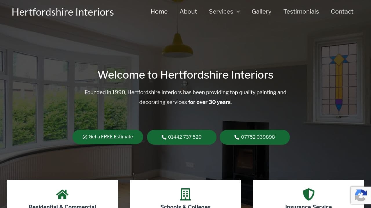HERTFORDSHIRE INTERIORS LIMITED website screenshot