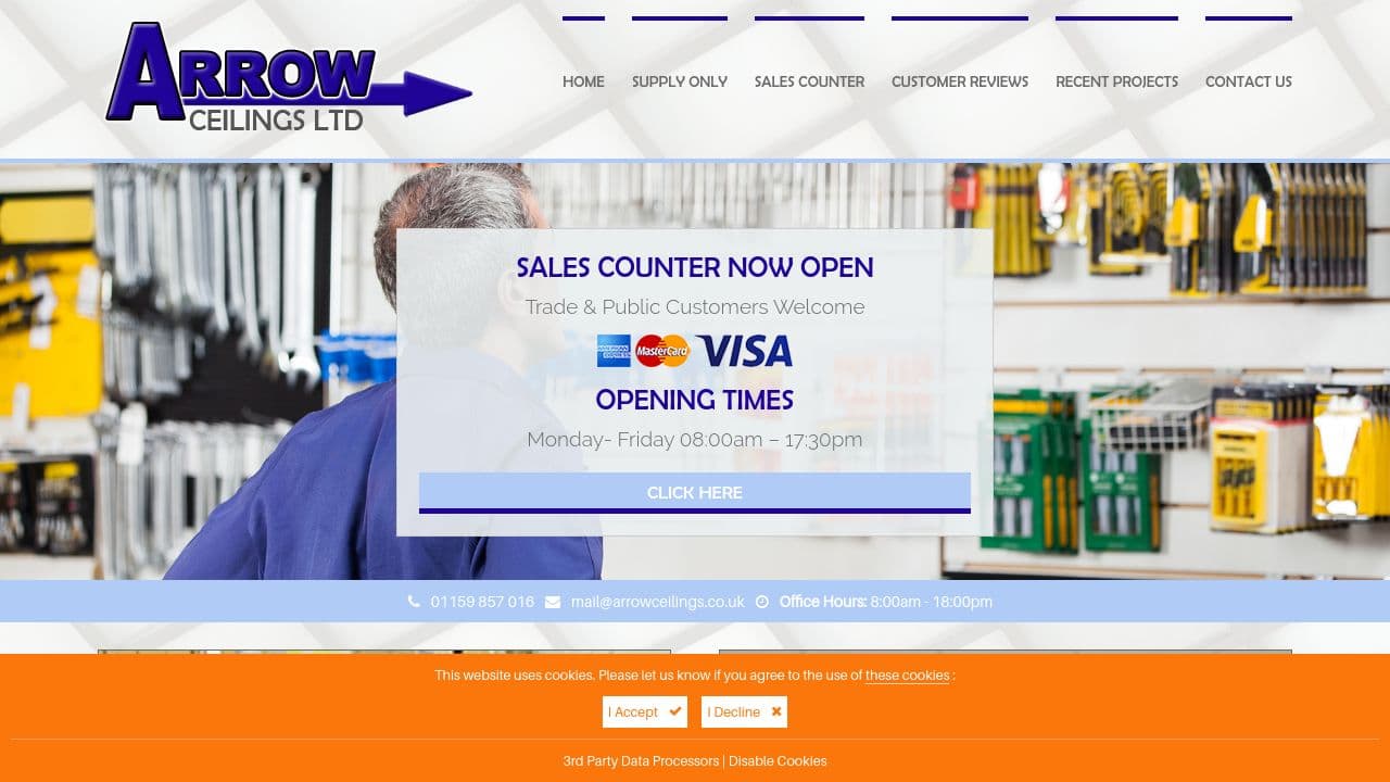 ARROW CEILINGS LIMITED website screenshot