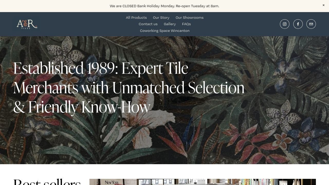A & R TILES LIMITED website screenshot